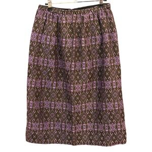 Vintage Roslein Midi Skirt Dark Academia Boho Geometric Tapestry Made in Italy